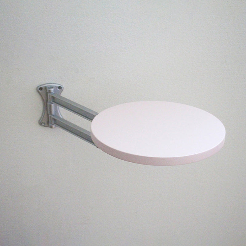 Mesa auxiliar redonda extensible y plegable contemporánea de estilo industrial, de aleación de aluminio y madera contrachapada, de 1 nivel, para sala de estar y dormitorio 