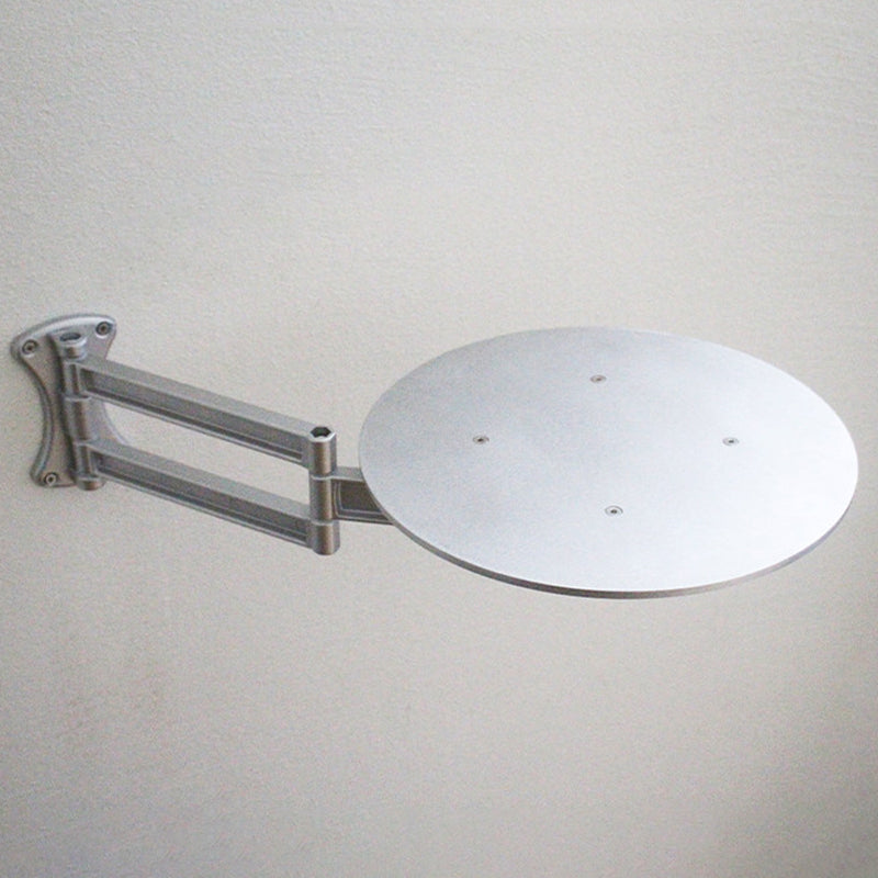 Mesa auxiliar redonda extensible y plegable contemporánea de estilo industrial, de aleación de aluminio y madera contrachapada, de 1 nivel, para sala de estar y dormitorio 