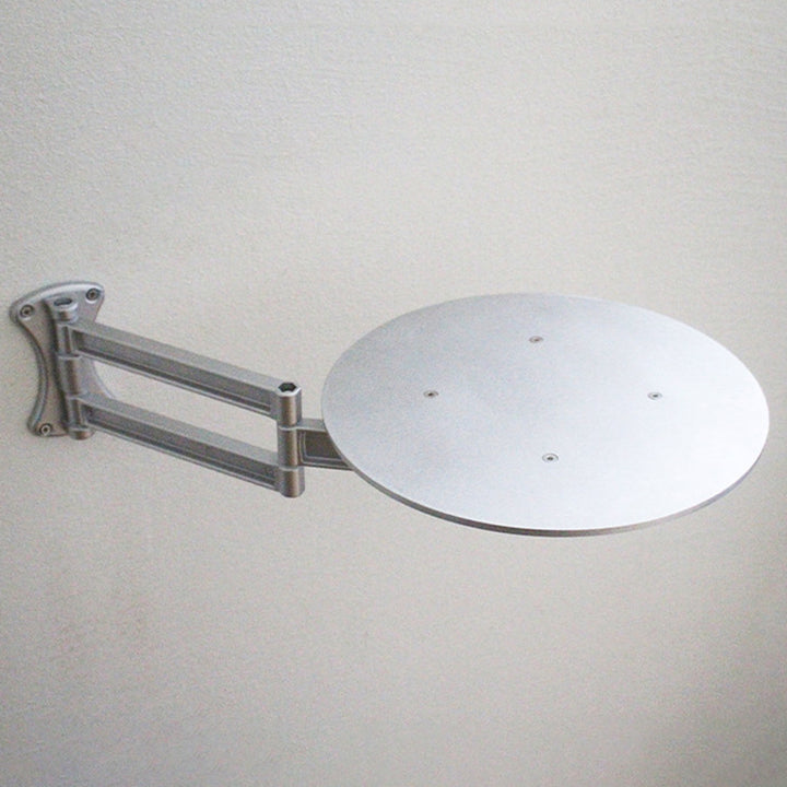 Mesa auxiliar redonda extensible y plegable contemporánea de estilo industrial, de aleación de aluminio y madera contrachapada, de 1 nivel, para sala de estar y dormitorio 