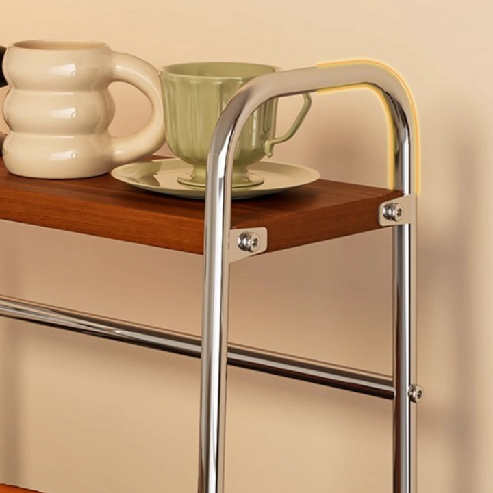 Modern Minimalist MDF Carbon Steel Trapezoidal Lightweight Desktop Storage Shelf 2-Tier For Living Room &amp; Dining Room