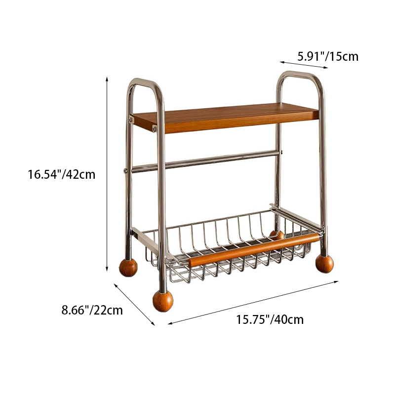 Modern Minimalist MDF Carbon Steel Trapezoidal Lightweight Desktop Storage Shelf 2-Tier For Living Room &amp; Dining Room