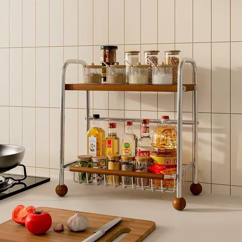 Modern Minimalist MDF Carbon Steel Trapezoidal Lightweight Desktop Storage Shelf 2-Tier For Living Room &amp; Dining Room