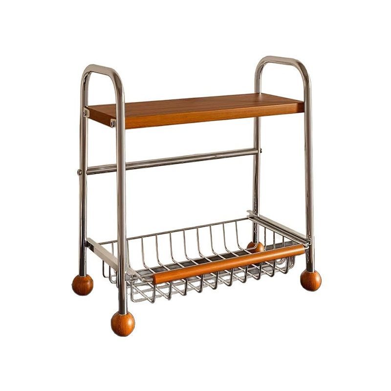 Modern Minimalist MDF Carbon Steel Trapezoidal Lightweight Desktop Storage Shelf 2-Tier For Living Room &amp; Dining Room