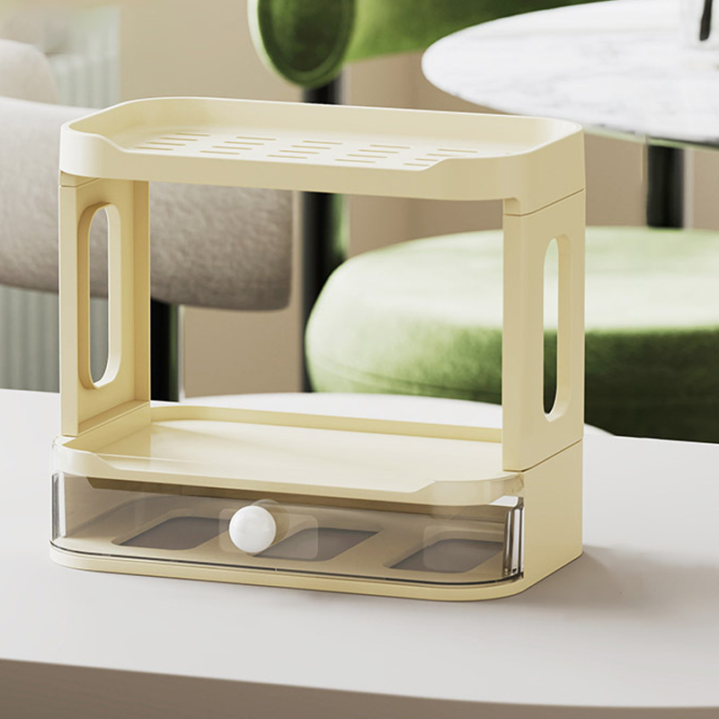 Modern Minimalist Plastic Rectangular Tabletop Storage Shelf 3-Layer For Living Room &amp; Dining Room