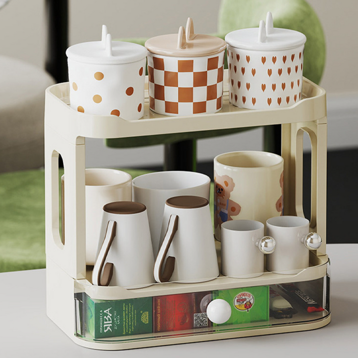 Modern Minimalist Plastic Rectangular Tabletop Storage Shelf 3-Layer For Living Room &amp; Dining Room