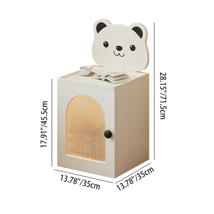 Lampe de chevet rectangulaire pour enfants en bois écologique minimaliste moderne, verre strié, ours cartoon, avec capteur, chargement USB magnétique, 1 tiroir, pour chambre à coucher 