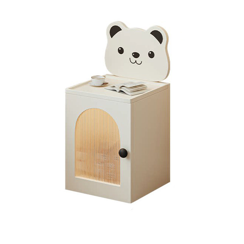 Lampe de chevet rectangulaire pour enfants en bois écologique minimaliste moderne, verre strié, ours cartoon, avec capteur, chargement USB magnétique, 1 tiroir, pour chambre à coucher 