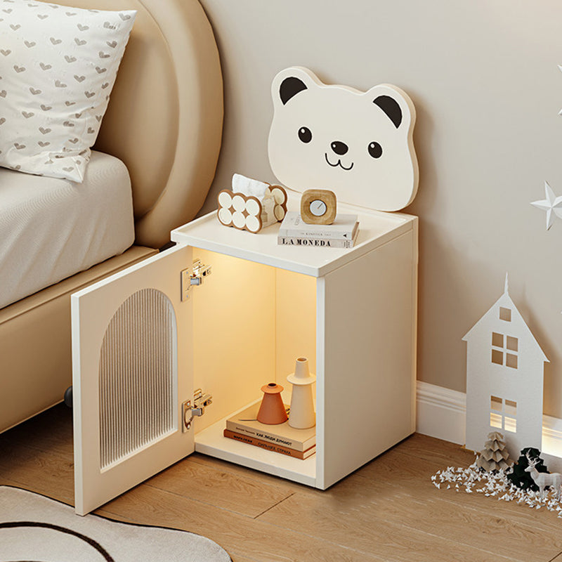 Lampe de chevet rectangulaire pour enfants en bois écologique minimaliste moderne, verre strié, ours cartoon, avec capteur, chargement USB magnétique, 1 tiroir, pour chambre à coucher 