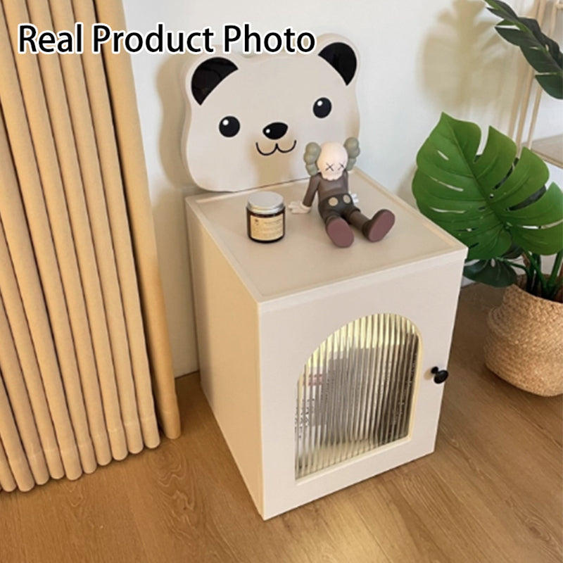Lampe de chevet rectangulaire pour enfants en bois écologique minimaliste moderne, verre strié, ours cartoon, avec capteur, chargement USB magnétique, 1 tiroir, pour chambre à coucher 
