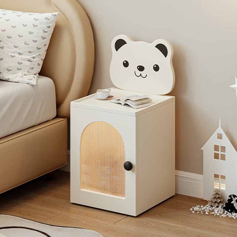 Lampe de chevet rectangulaire pour enfants en bois écologique minimaliste moderne, verre strié, ours cartoon, avec capteur, chargement USB magnétique, 1 tiroir, pour chambre à coucher 