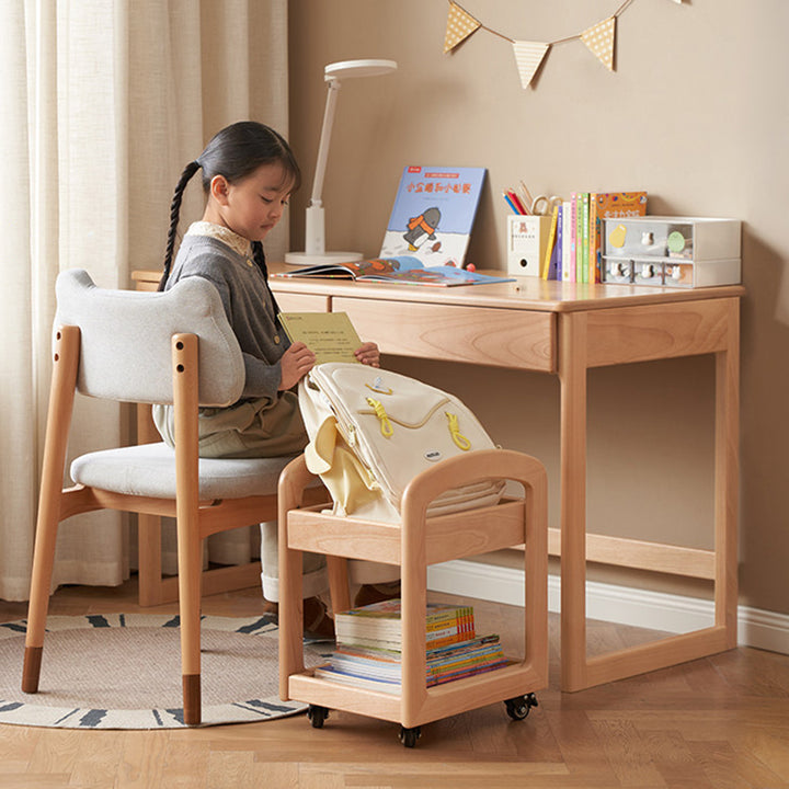 Étagère de rangement rectangulaire mobile à 2 niveaux en bois de bouleau minimaliste moderne et bois de paulownia à bord courbé pour salon 