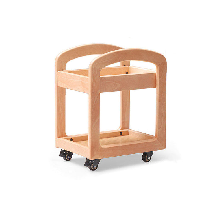 Étagère de rangement rectangulaire mobile à 2 niveaux en bois de bouleau minimaliste moderne et bois de paulownia à bord courbé pour salon 