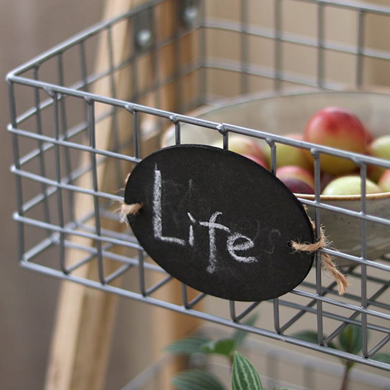Modern Minimalist Iron Fir Wood Triangular Storage Shelf 3-Basket For Living Room