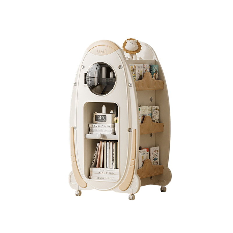 Modern Minimalist HDPE Acrylic Cartoon Rocket Kids Movable Bookshelf 3-Tier For Living Room &amp; Study