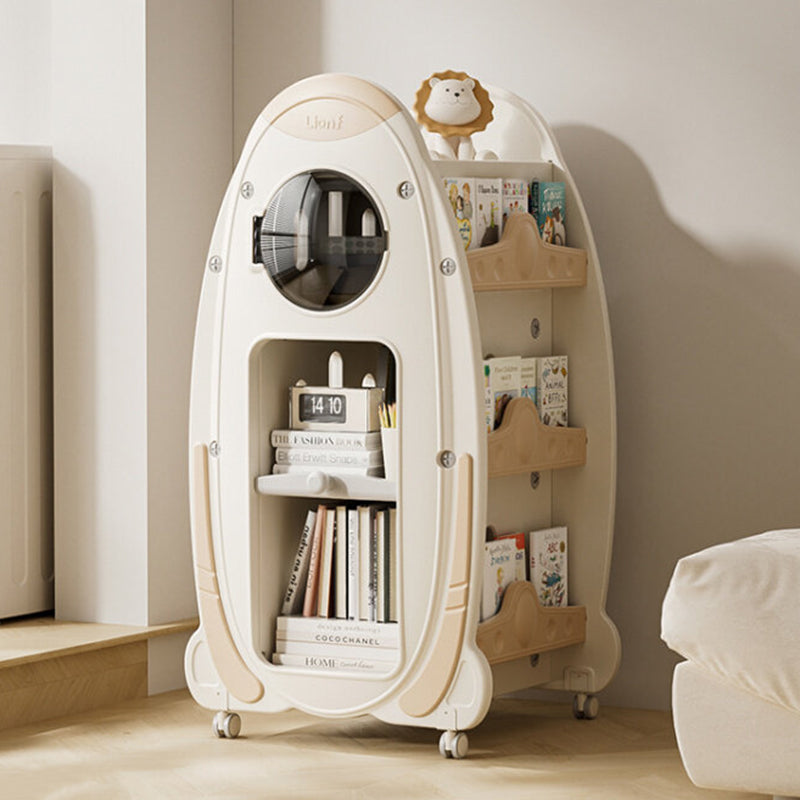 Modern Minimalist HDPE Acrylic Cartoon Rocket Kids Movable Bookshelf 3-Tier For Living Room &amp; Study