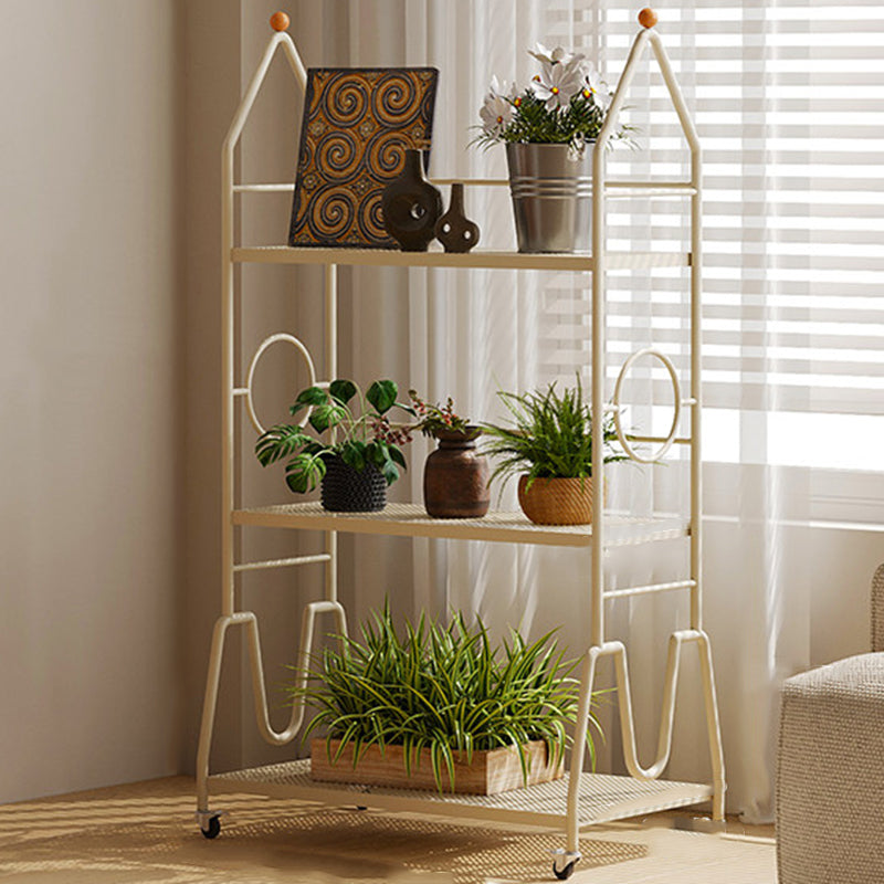 Estante de almacenamiento de flores móvil de 3 niveles para interior, de hierro pintado con diseño moderno minimalista, para la sala de estar 