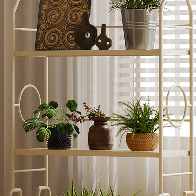 Estante de almacenamiento de flores móvil de 3 niveles para interior, de hierro pintado con diseño moderno minimalista, para la sala de estar 