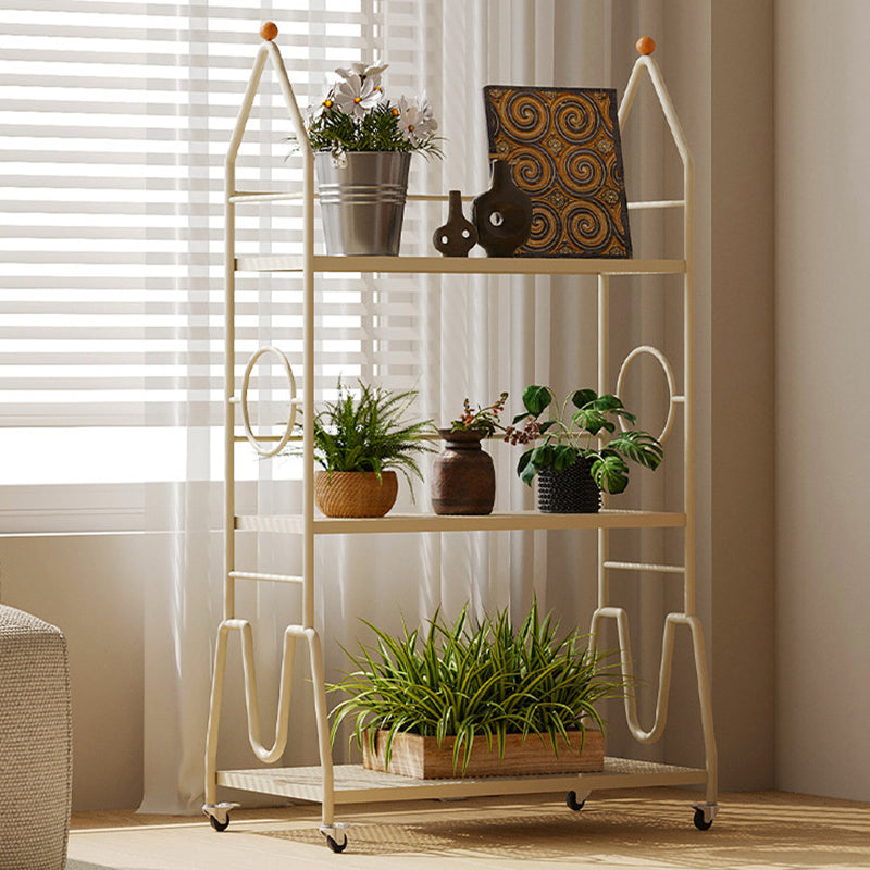 Estante de almacenamiento de flores móvil de 3 niveles para interior, de hierro pintado con diseño moderno minimalista, para la sala de estar 