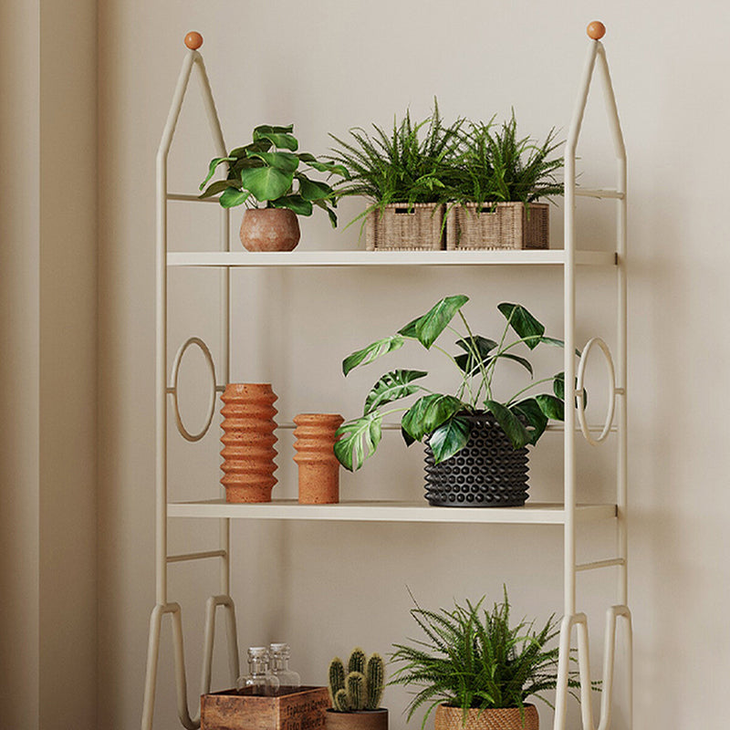 Estante de almacenamiento de flores móvil de 3 niveles para interior, de hierro pintado con diseño moderno minimalista, para la sala de estar 