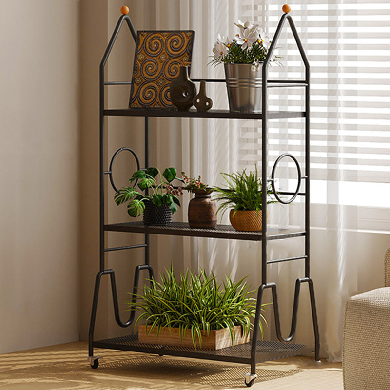 Estante de almacenamiento de flores móvil de 3 niveles para interior, de hierro pintado con diseño moderno minimalista, para la sala de estar 