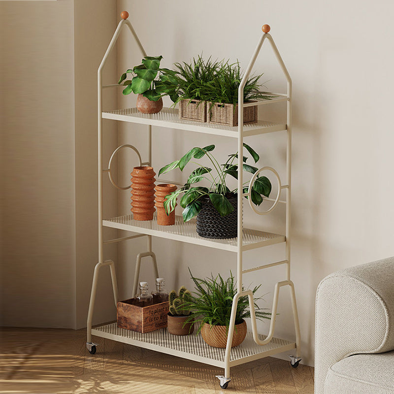 Estante de almacenamiento de flores móvil de 3 niveles para interior, de hierro pintado con diseño moderno minimalista, para la sala de estar 