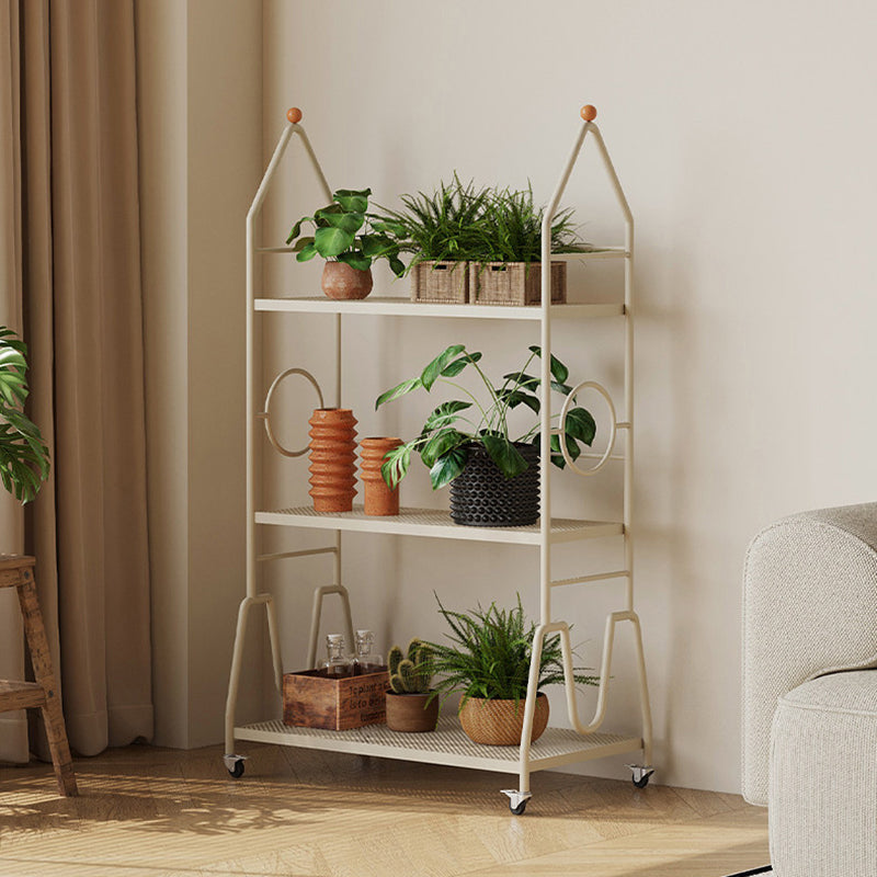 Estante de almacenamiento de flores móvil de 3 niveles para interior, de hierro pintado con diseño moderno minimalista, para la sala de estar 