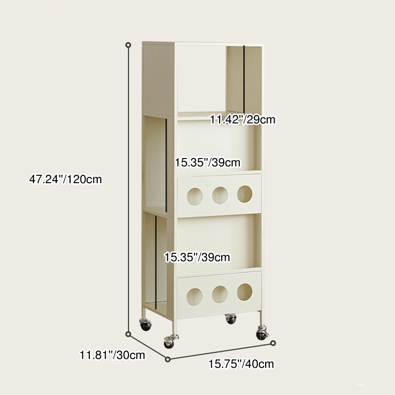 Contemporary Industrial Carbon Steel Rectangular Movable Storage Shelf 3-Tier For Living Room &amp; Study
