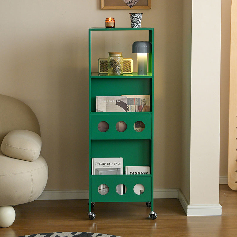 Contemporary Industrial Carbon Steel Rectangular Movable Storage Shelf 3-Tier For Living Room &amp; Study
