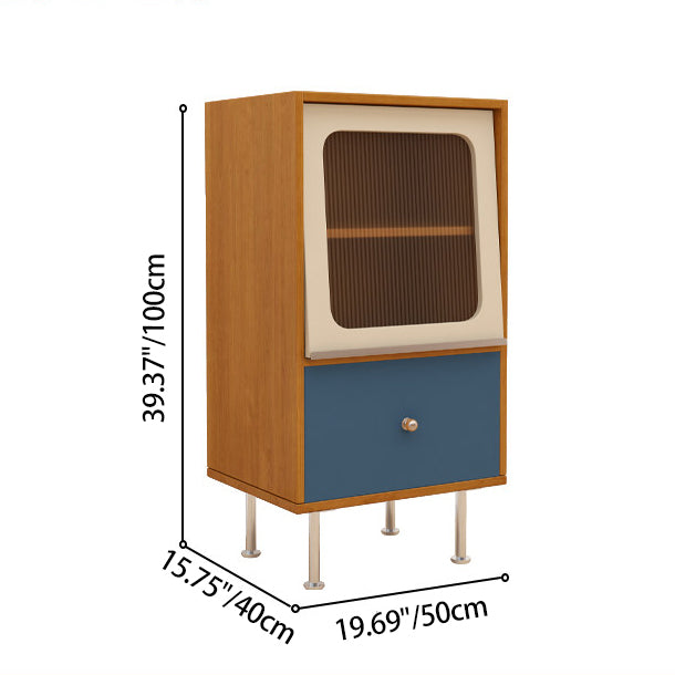 Aparador rectangular contemporáneo escandinavo de tablero de partículas, acrílico y acero inoxidable con 1 cajón para sala de estar 