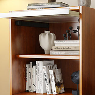 Aparador rectangular contemporáneo escandinavo de tablero de partículas, acrílico y acero inoxidable con 1 cajón para sala de estar 