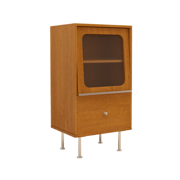 Aparador rectangular contemporáneo escandinavo de tablero de partículas, acrílico y acero inoxidable con 1 cajón para sala de estar 
