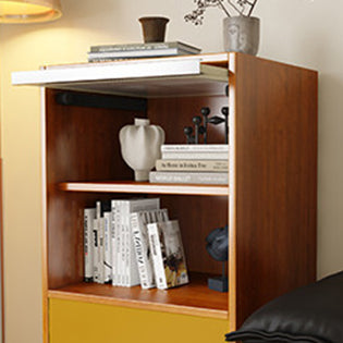 Aparador rectangular contemporáneo escandinavo de tablero de partículas, acrílico y acero inoxidable con 1 cajón para sala de estar 