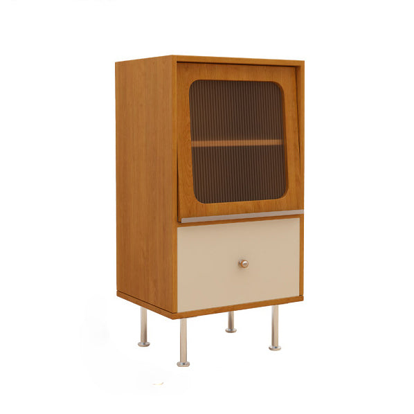 Aparador rectangular contemporáneo escandinavo de tablero de partículas, acrílico y acero inoxidable con 1 cajón para sala de estar 