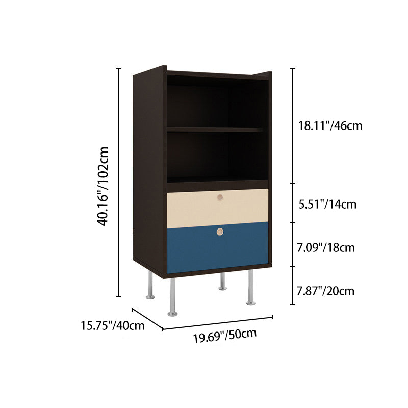 Aparador de almacenamiento organizado de gran capacidad rectangular de acero inoxidable y tablero de partículas estilo escandinavo contemporáneo con 2 cajones para sala de estar 