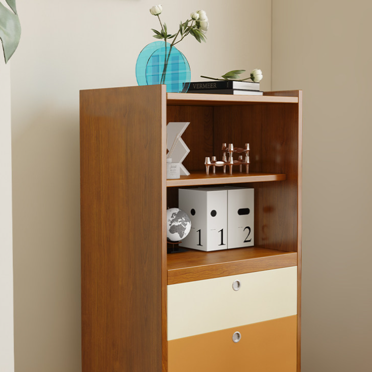 Aparador de almacenamiento organizado de gran capacidad rectangular de acero inoxidable y tablero de partículas estilo escandinavo contemporáneo con 2 cajones para sala de estar 