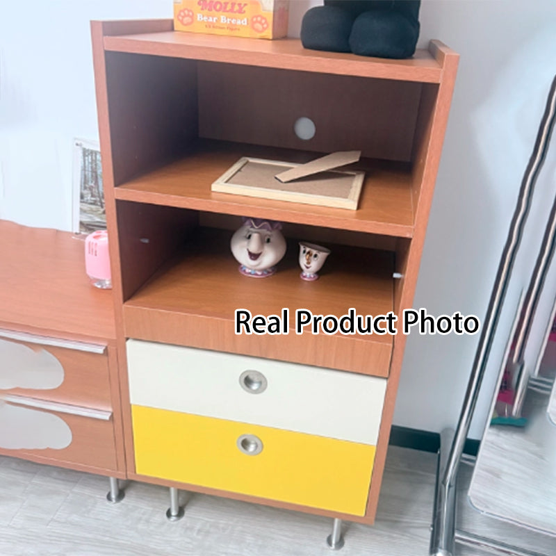 Aparador de almacenamiento organizado de gran capacidad rectangular de acero inoxidable y tablero de partículas estilo escandinavo contemporáneo con 2 cajones para sala de estar 