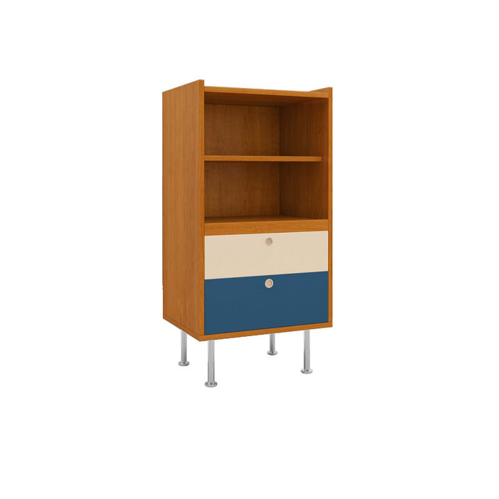 Aparador de almacenamiento organizado de gran capacidad rectangular de acero inoxidable y tablero de partículas estilo escandinavo contemporáneo con 2 cajones para sala de estar 