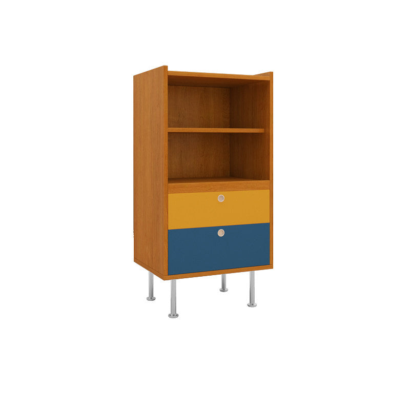 Aparador de almacenamiento organizado de gran capacidad rectangular de acero inoxidable y tablero de partículas estilo escandinavo contemporáneo con 2 cajones para sala de estar 