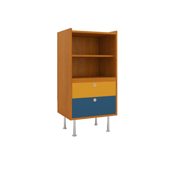Aparador de almacenamiento organizado de gran capacidad rectangular de acero inoxidable y tablero de partículas estilo escandinavo contemporáneo con 2 cajones para sala de estar 