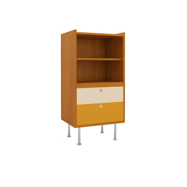 Aparador de almacenamiento organizado de gran capacidad rectangular de acero inoxidable y tablero de partículas estilo escandinavo contemporáneo con 2 cajones para sala de estar 