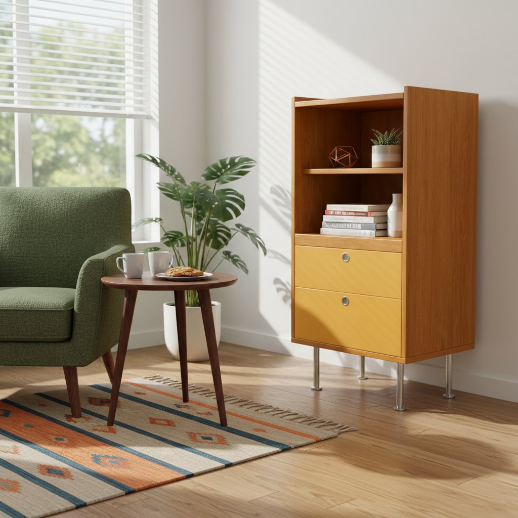Aparador de almacenamiento organizado de gran capacidad rectangular de acero inoxidable y tablero de partículas estilo escandinavo contemporáneo con 2 cajones para sala de estar 