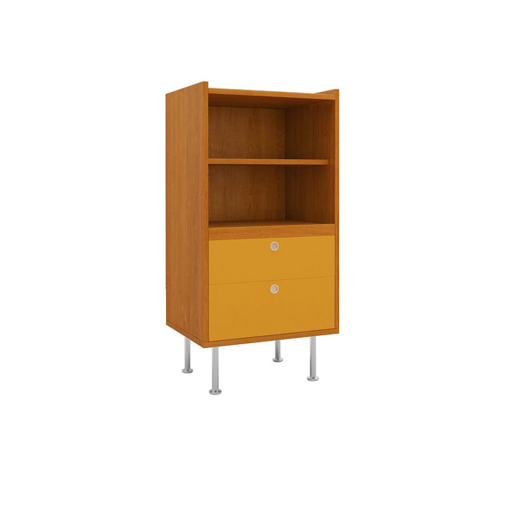 Aparador de almacenamiento organizado de gran capacidad rectangular de acero inoxidable y tablero de partículas estilo escandinavo contemporáneo con 2 cajones para sala de estar 