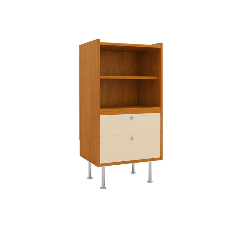Aparador de almacenamiento organizado de gran capacidad rectangular de acero inoxidable y tablero de partículas estilo escandinavo contemporáneo con 2 cajones para sala de estar 