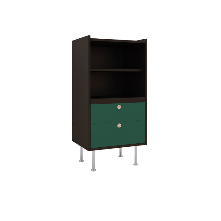 Aparador de almacenamiento organizado de gran capacidad rectangular de acero inoxidable y tablero de partículas estilo escandinavo contemporáneo con 2 cajones para sala de estar 