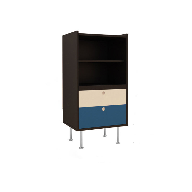 Aparador de almacenamiento organizado de gran capacidad rectangular de acero inoxidable y tablero de partículas estilo escandinavo contemporáneo con 2 cajones para sala de estar 