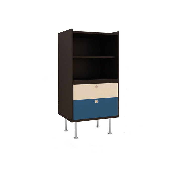 Aparador de almacenamiento organizado de gran capacidad rectangular de acero inoxidable y tablero de partículas estilo escandinavo contemporáneo con 2 cajones para sala de estar 