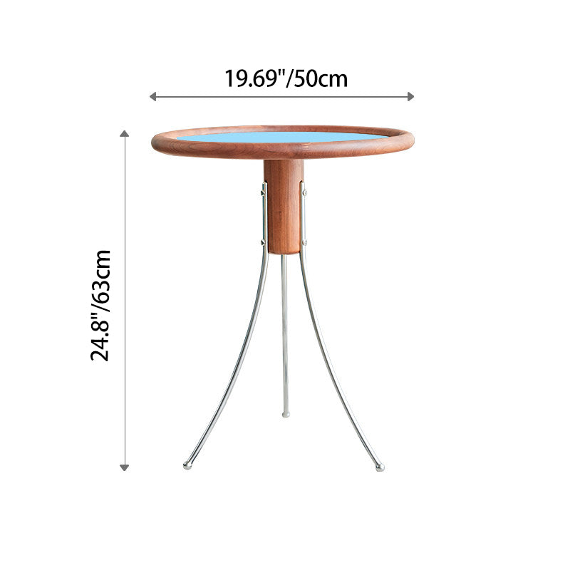Mesa auxiliar moderna minimalista con forma de medusa de madera de cerezo, contrachapado y acero inoxidable de 1 nivel para sala de estar 