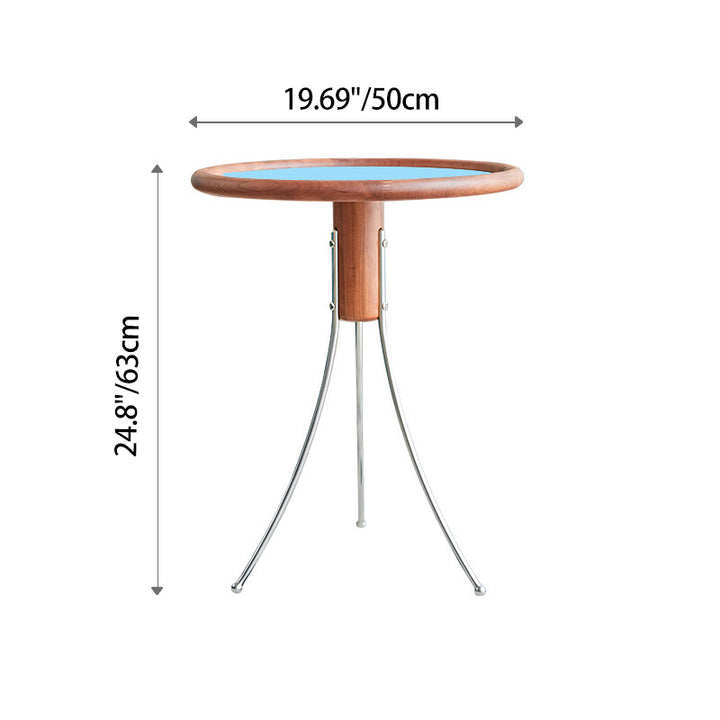 Mesa auxiliar moderna minimalista con forma de medusa de madera de cerezo, contrachapado y acero inoxidable de 1 nivel para sala de estar 