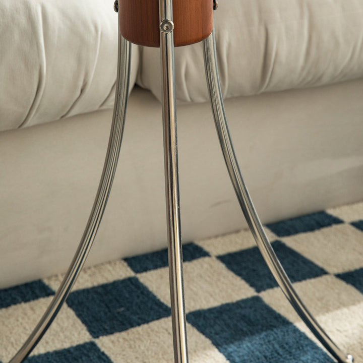 Mesa auxiliar moderna minimalista con forma de medusa de madera de cerezo, contrachapado y acero inoxidable de 1 nivel para sala de estar 