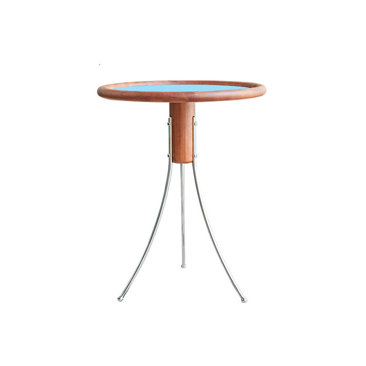 Mesa auxiliar moderna minimalista con forma de medusa de madera de cerezo, contrachapado y acero inoxidable de 1 nivel para sala de estar 
